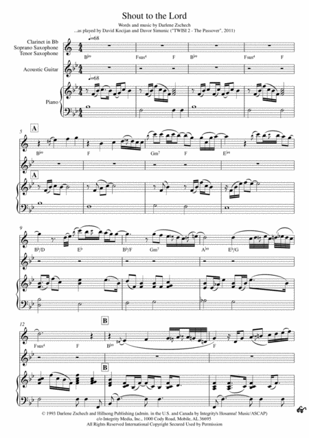 Free Sheet Music Shout To The Lord Piano Solo In Bb Guitar Chords