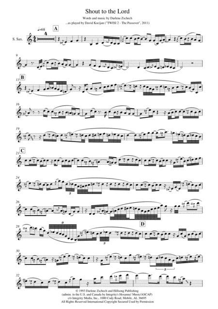 Free Sheet Music Shout To The Lord Soprano Sax In Bb