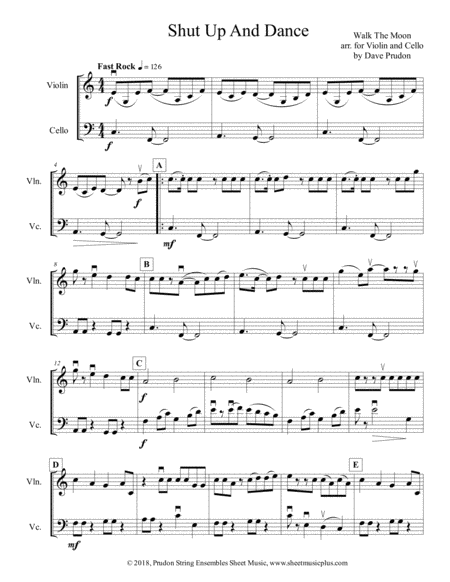 Free Sheet Music Shut Up And Dance For Violin And Cello