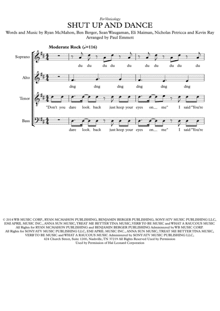 Shut Up And Dance Satb Sheet Music