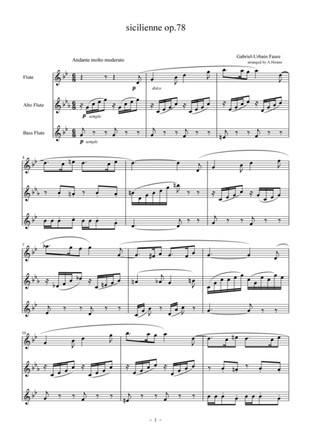 Sicilienne For Flute Trio Sheet Music