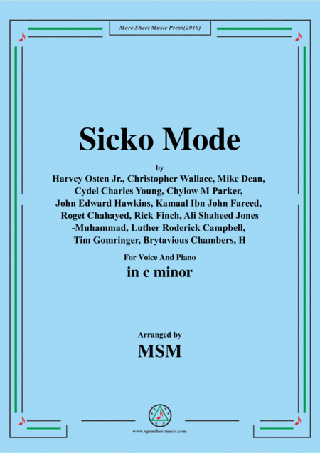 Sicko Mode In C Minor For Voice And Piano Sheet Music