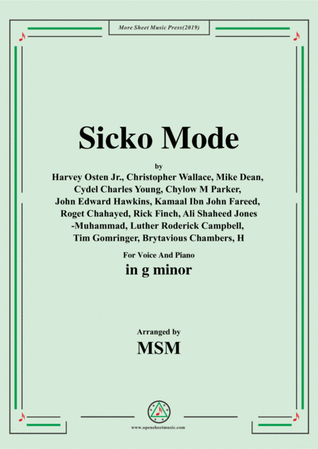 Free Sheet Music Sicko Mode In G Minor For Voice And Piano