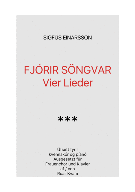 Free Sheet Music Sigfs Einarsson Vier Lieder Fjrir Sngvar Ssa Choir And Piano