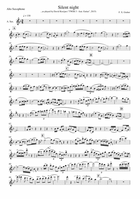 Free Sheet Music Silent Night Alto Sax In Eb