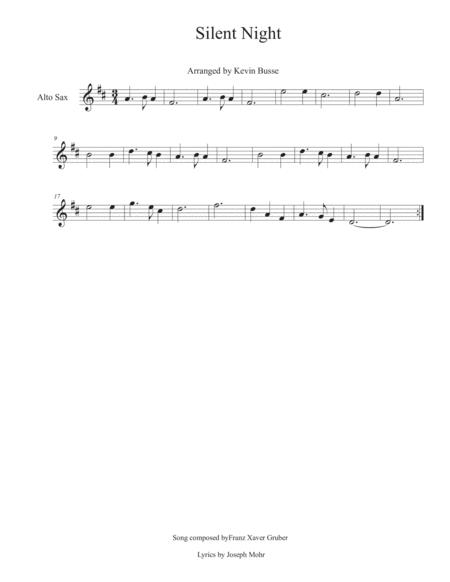 Free Sheet Music Silent Night Alto Sax