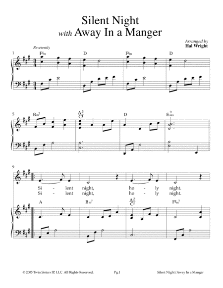 Silent Night Away In A Manger Sheet Music