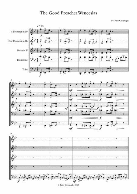 Silent Night Blues For Brass Quintet 2017 Holiday Contest Entry Sheet Music