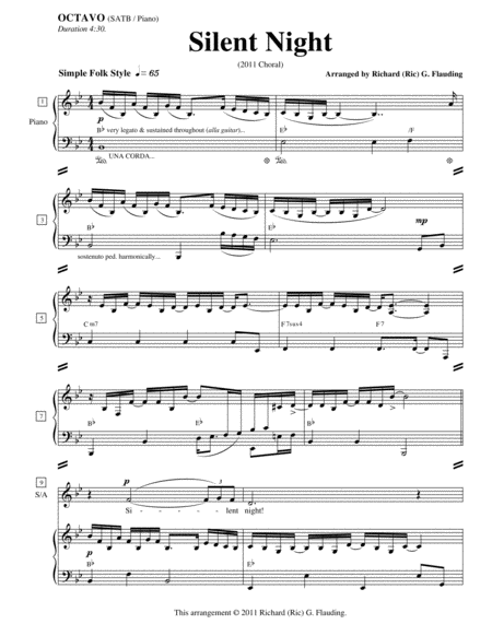 Silent Night Choir Piano Sheet Music