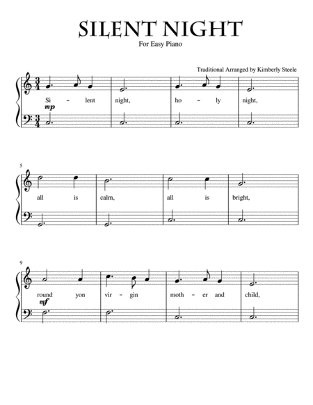 Silent Night For Easy Piano Sheet Music