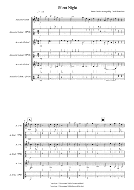 Silent Night For Guitar Trio Sheet Music