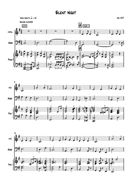 Free Sheet Music Silent Night For Jazz Trio