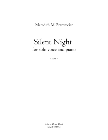 Silent Night For Low Voice And Piano Sheet Music