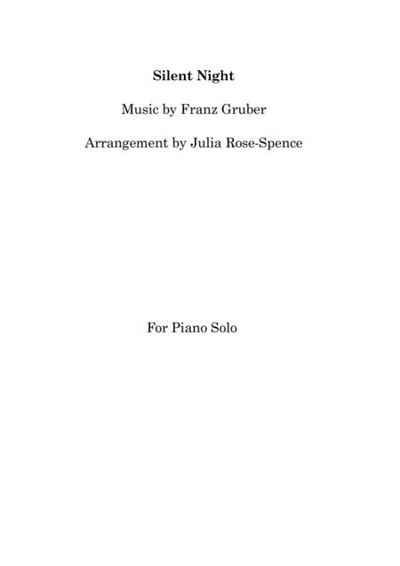 Silent Night For Piano Solo Intermediate Sheet Music