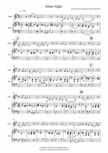 Silent Night For Zither And Piano Sheet Music