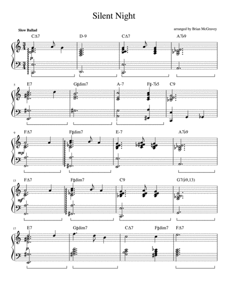 Silent Night Jazz Piano Sheet Music