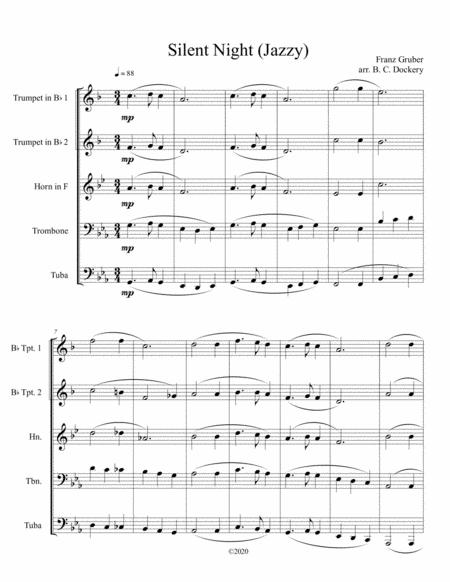 Silent Night Jazzy For Brass Quintet Sheet Music