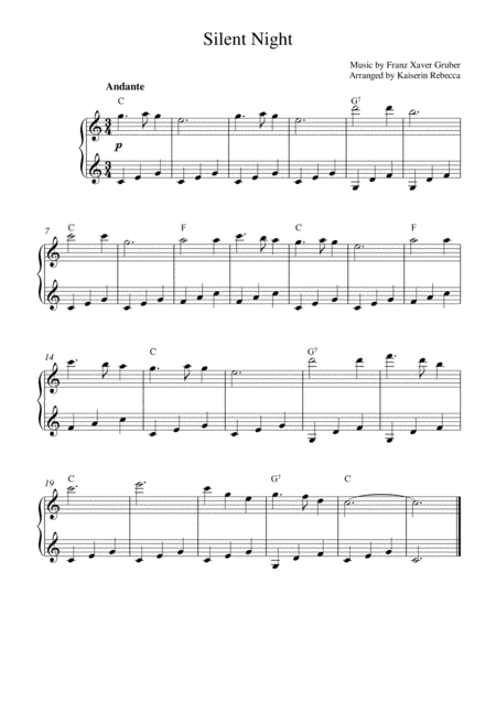 Silent Night Music Box Version Sheet Music