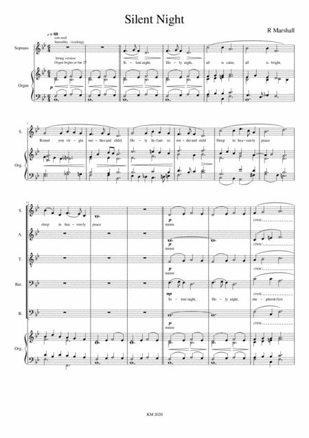 Silent Night Vocal Score Arranged R Marshall Sheet Music