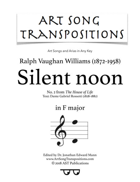 Free Sheet Music Silent Noon F Major