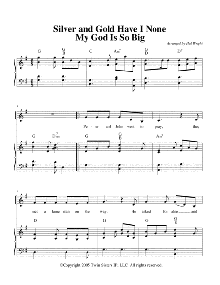 Silver And Gold Have I None My God Is So Big Sheet Music