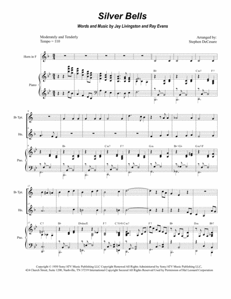 Silver Bells Duet For Bb Trumpet And French Horn Sheet Music