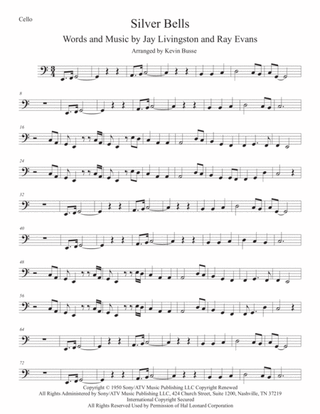 Free Sheet Music Silver Bells Easy Key Of C Cello