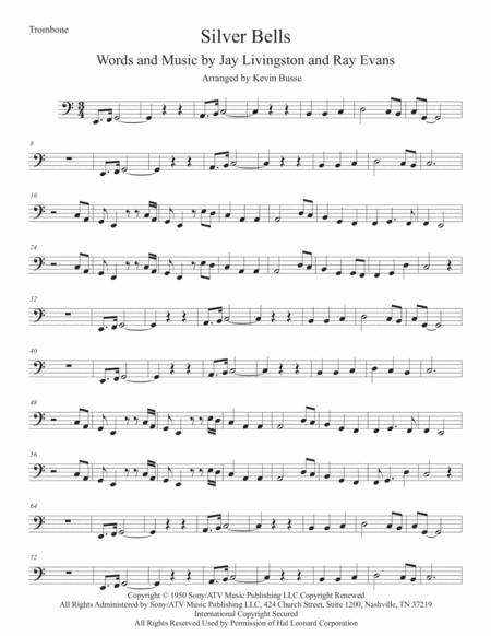 Free Sheet Music Silver Bells Easy Key Of C Trombone