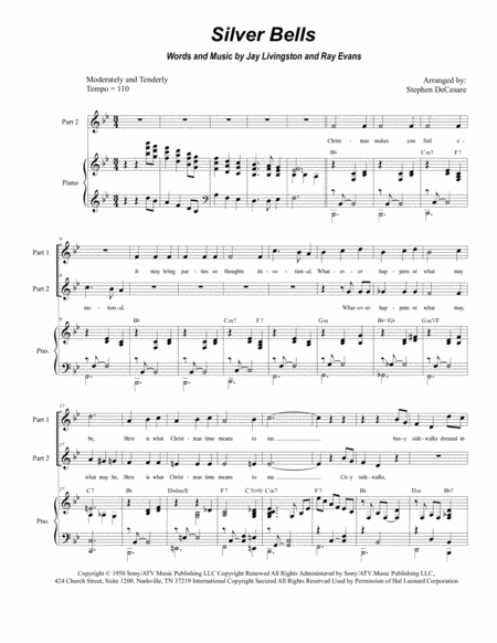 Free Sheet Music Silver Bells For 2 Part Choir