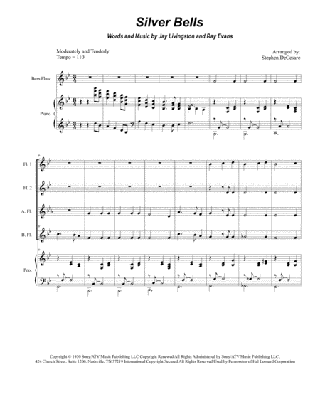 Free Sheet Music Silver Bells For Flute Choir