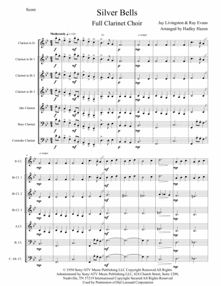 Silver Bells For Full Clarinet Choir Sheet Music