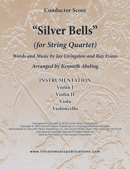 Free Sheet Music Silver Bells For String Quartet