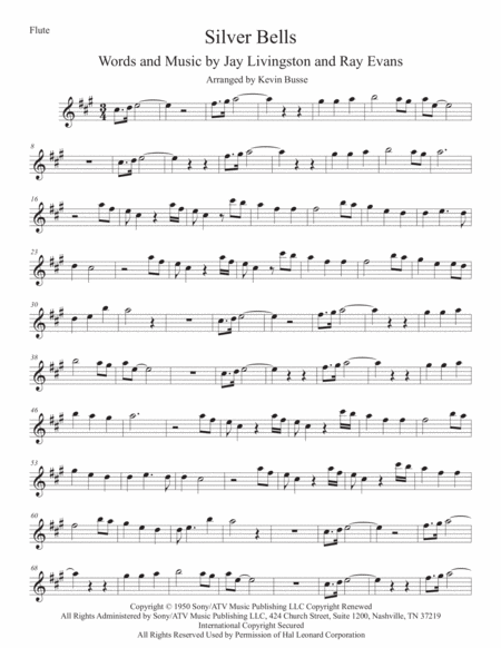 Silver Bells Original Key Flute Sheet Music