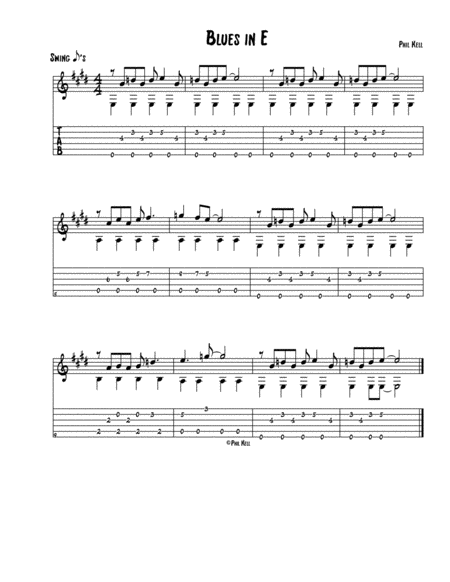 Simple Blues In E Sheet Music