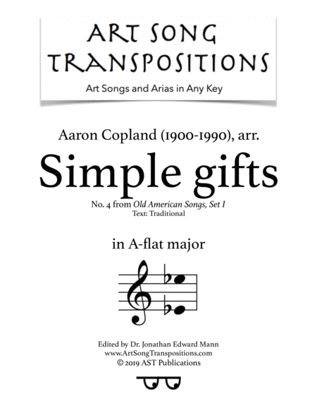 Simple Gifts A Flat Major Sheet Music