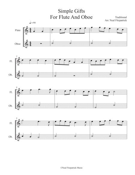 Simple Gifts For Flute And Oboe Sheet Music