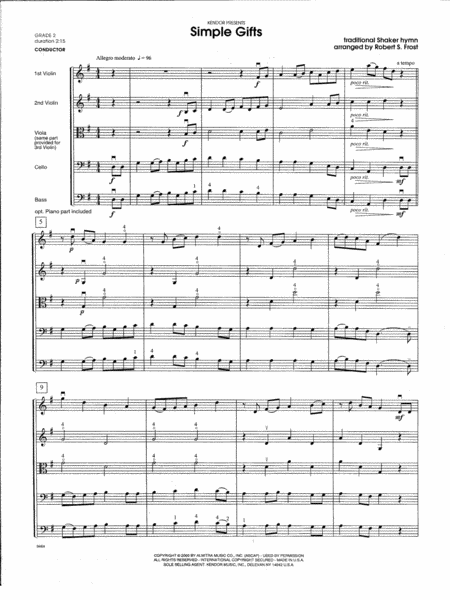 Simple Gifts Full Score Sheet Music