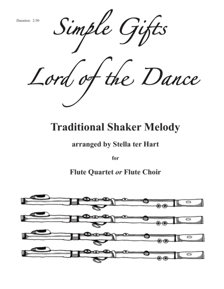 Simple Gifts Lord Of The Dance Flute Quartet Or Choir Flute 1 2 3 4 And Piccolo Sheet Music