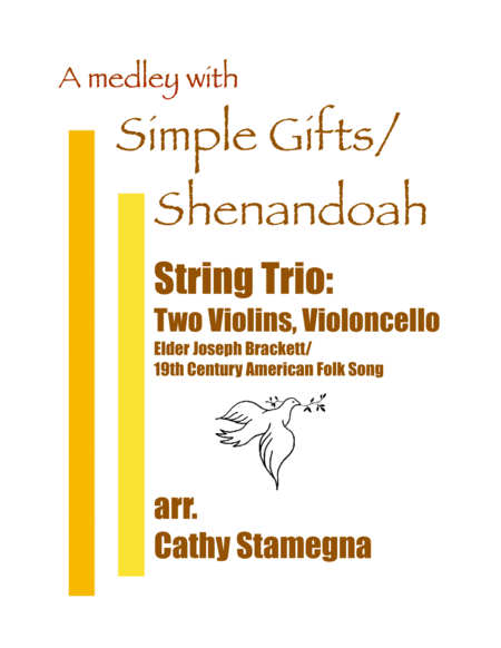 Simple Gifts Shenandoah For String Trio Two Violins Violoncello Score Set Of Parts Sheet Music