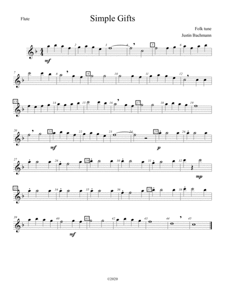 Simple Gifts Trio Flute Sheet Music