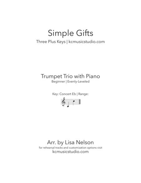 Simple Gifts Trumpet Trio With Piano Accompaniment Sheet Music