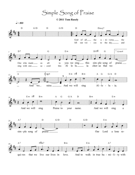 Simple Song Of Praise Sheet Music