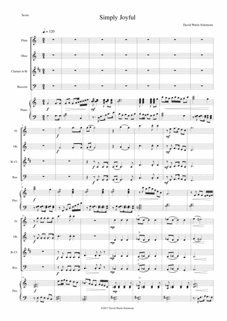 Free Sheet Music Simply Joyful For Wind Quartet And Piano