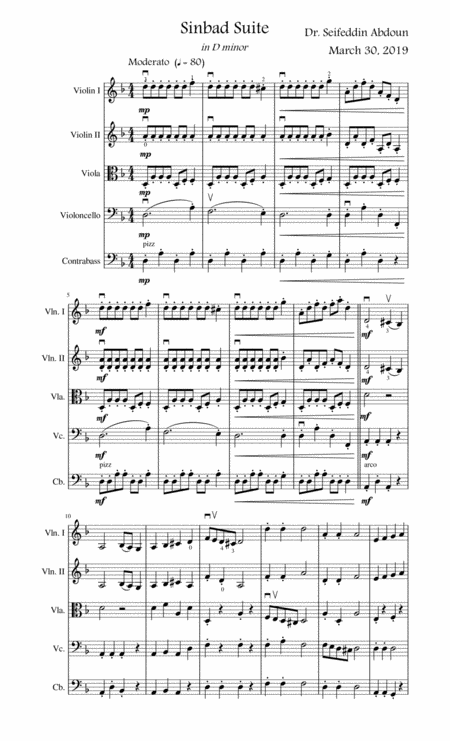 Sinbad Suite In D Minor For String Orchestra Sheet Music