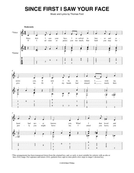 Free Sheet Music Since First I Saw Your Face