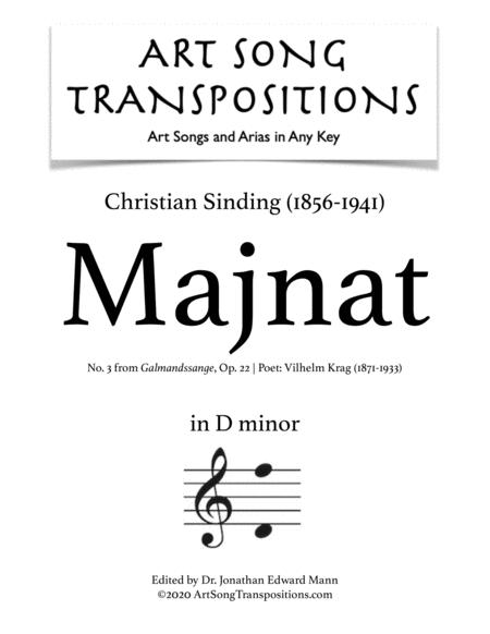 Sinding Majnat Op 22 No 3 Transposed To D Minor Sheet Music