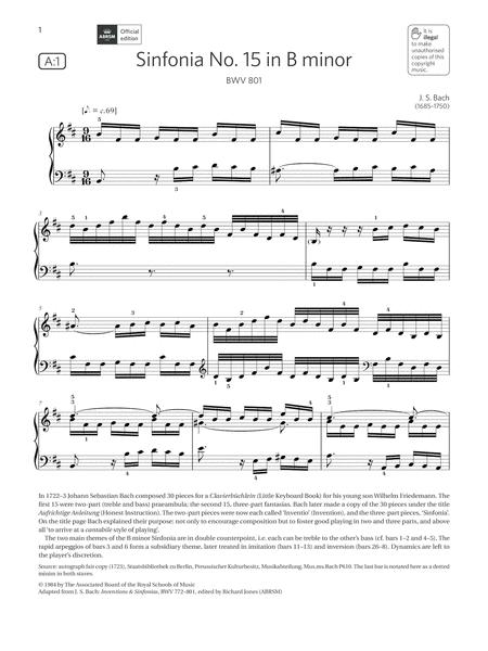 Sinfonia No 15 In B Minor Grade 7 List A1 From The Abrsm Piano Syllabus 2021 2022 Sheet Music