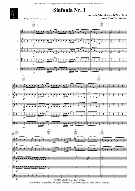 Sinfonia No 1 Sheet Music