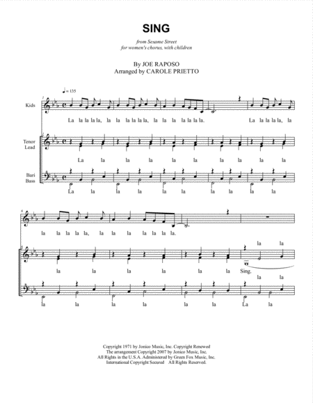 Sing Choral Pricing Sheet Music