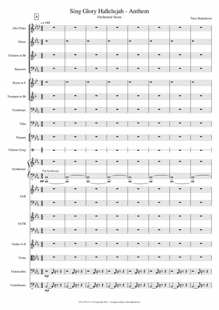 Sing Glory Hallelujah Anthem Score Sheet Music